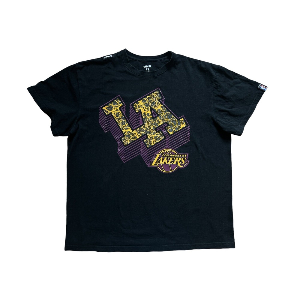 UNK NBA Los Angeles Lakers LA Graphic T Shirt‎ Men's Size XL Black Cotton